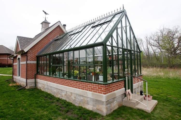 Dark green greenhouse