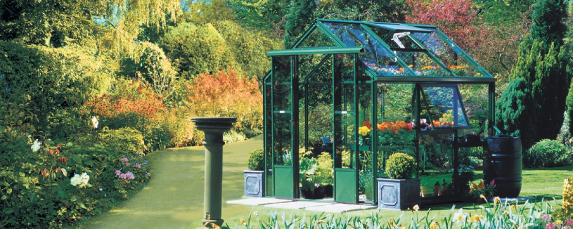 Green Hartley Botanic Tradition 6 Range Greenhouse Front Right View.