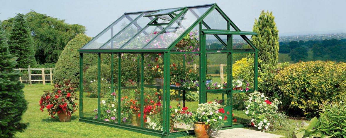 Green Hartley Botanic Tradition 6 Range Greenhouse Front Left View.