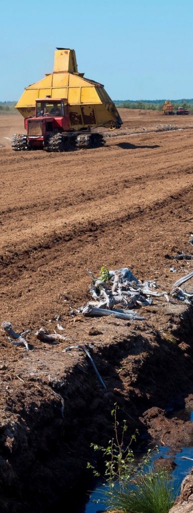 Mining peat to fill plastic bags is an industrial-scale operation. 